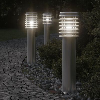 vidaXL Outdoor Floor Lamp with Outlet Silver 60 cm Stainless Steel