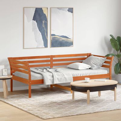 vidaXL Day Bed without Mattress Wax Brown 90x200 cm Solid Wood Pine