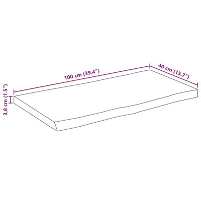 vidaXL Table Top 100x40x3.8 cm Rectangular Solid Wood Acacia Live Edge