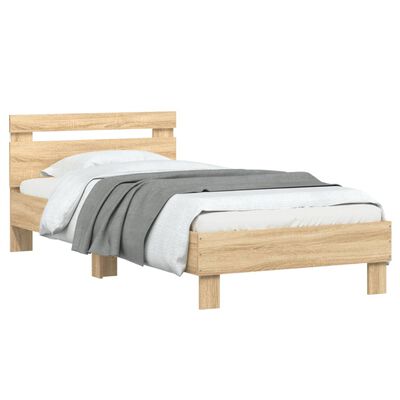 vidaXL Bed Frame without Mattress with LED Lights Sonoma Oak 90x200 cm