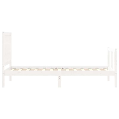 vidaXL Bed Frame without Mattress White Single Solid Wood Pine