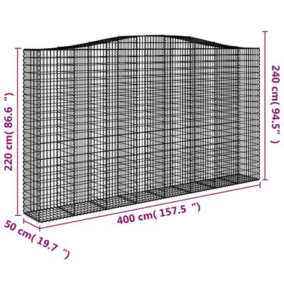 vidaXL Arched Gabion Baskets 6 pcs 400x50x220/240 cm Galvanised Iron