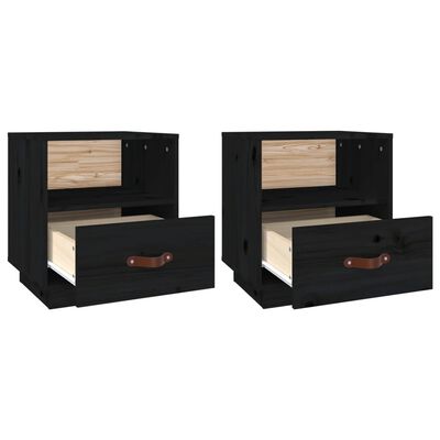 vidaXL Bedside Cabinets 2 pcs Black 40x34x45 cm Solid Wood Pine