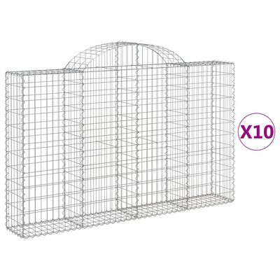 vidaXL Arched Gabion Baskets 10 pcs 200x30x120/140 cm Galvanised Iron