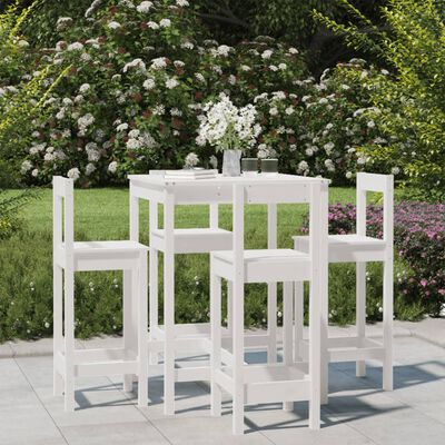 vidaXL 5 Piece Garden Bar Set White Solid Wood Pine