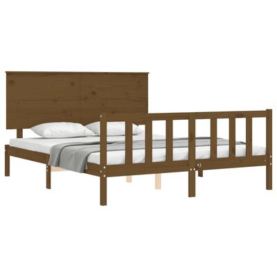 vidaXL Bed Frame without Mattress Honey Brown King Size Solid Wood Pine