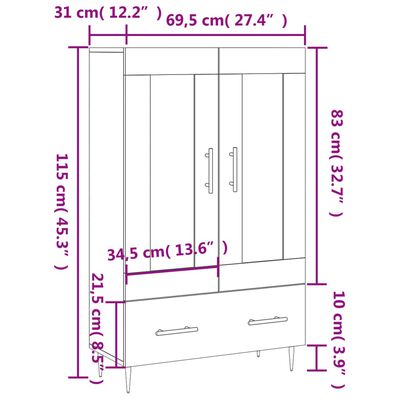 vidaXL Highboard Sonoma Oak 69.5x31x115 cm Engineered Wood