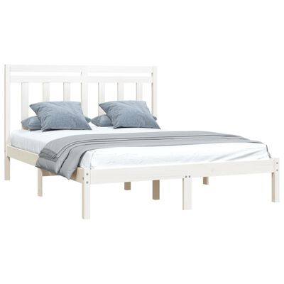 vidaXL Bed Frame without Mattress White 150x200 cm King Size Solid Wood