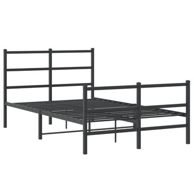 vidaXL Metal Bed Frame without Mattress with Footboard Black 120x190 cm Small Double