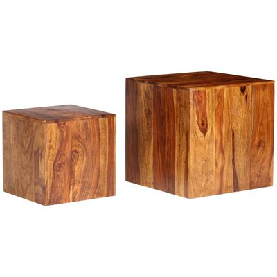 vidaXL Coffee Table Set 2 Pieces Solid Sheesham Wood 40x40x40 cm