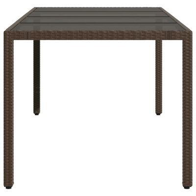 vidaXL Garden Table with Glass Top Brown 90x90x75 cm Poly Rattan