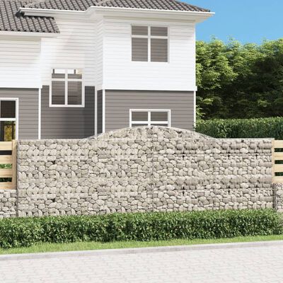 vidaXL Arched Gabion Baskets 7 pcs 400x30x140/160 cm Galvanised Iron