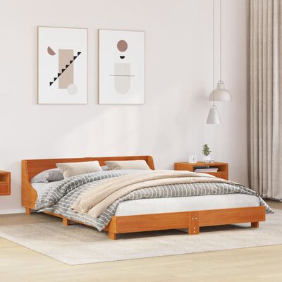 vidaXL Bed Frame without Mattress Wax Brown 160x200 cm Solid Wood Pine