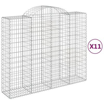 vidaXL Arched Gabion Baskets 11 pcs 200x50x160/180 cm Galvanised Iron