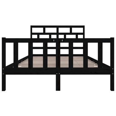 vidaXL Bed Frame without Mattress Black Solid Wood Pine King Size