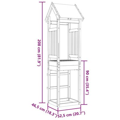 vidaXL Play Tower 52.5x46.5x208 cm Solid Wood Douglas Fir