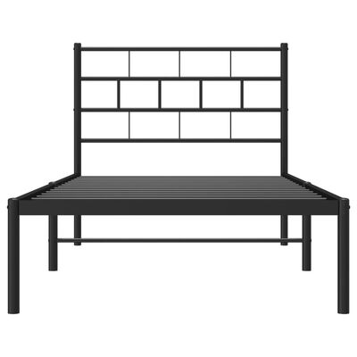 vidaXL Metal Bed Frame with Headboard Black 107x203 cm