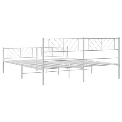 vidaXL Metal Bed Frame without Mattress with Footboard White 193x203 cm