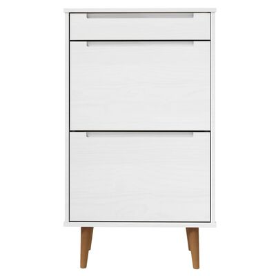 vidaXL Shoe Cabinet MOLDE White 59,5x35x103 cm Solid Wood Pine