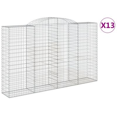 vidaXL Arched Gabion Baskets 13 pcs 300x50x180/200 cm Galvanised Iron