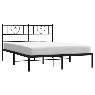 vidaXL Metal Bed Frame without Mattress with Headboard Black 140x200 cm