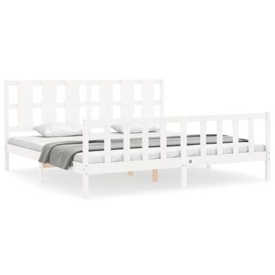 vidaXL Bed Frame without Mattress White Solid Wood Pine