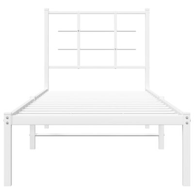 vidaXL Metal Bed Frame without Mattress with Headboard White 75x190 cm Small Single