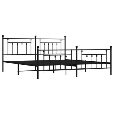 vidaXL Metal Bed Frame without Mattress with Footboard Black 200x200 cm