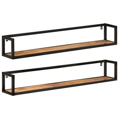 vidaXL Wall Shelves 2 pcs 110x17x17 cm Solid Wood Mango and Iron