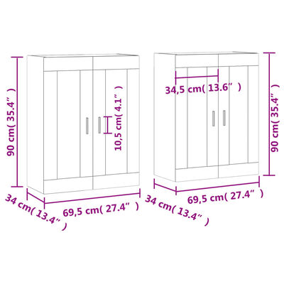 vidaXL Wall Mounted Cabinets 2 pcs Black Engineered Wood