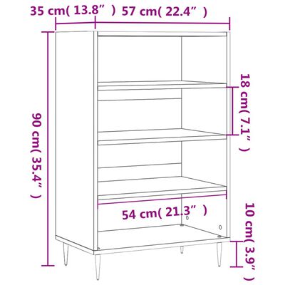 vidaXL Highboard White 57x35x90 cm Engineered Wood