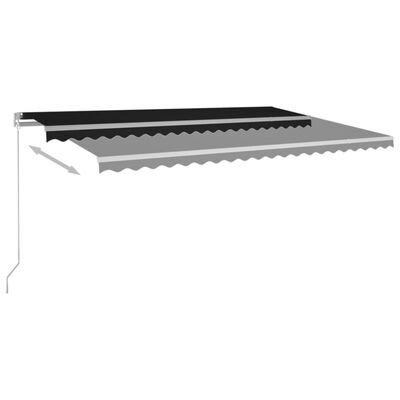 vidaXL Manual Retractable Awning with LED 500x350 cm Anthracite