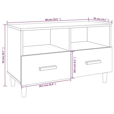 vidaXL TV Cabinet Grey Sonoma 80x36x50 cm Engineered Wood