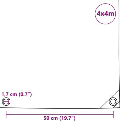 vidaXL Tarpaulin 650 g/m² 4x4 m