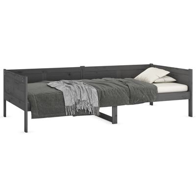 vidaXL Day Bed without Mattress Grey Solid Wood Pine 90x200 cm