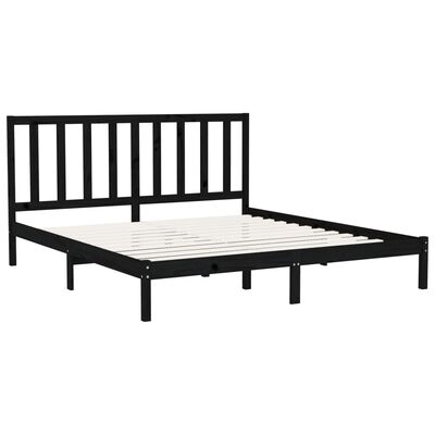 vidaXL Bed Frame without Mattress Black 180x200 cm Super King Solid Wood