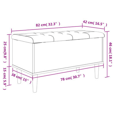 vidaXL Storage Bench Grey Sonoma 82x42x46 cm Engineered Wood