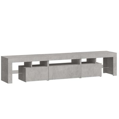 vidaXL TV Cabinet with LED Lights Concrete Grey 200x36.5x40 cm