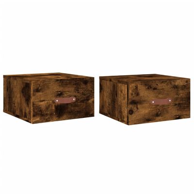 vidaXL Wall-mounted Bedside Cabinets 2 pcs Smoked Oak 35x35x20 cm