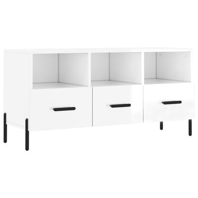 vidaXL TV Cabinet High Gloss White 102x36x50 cm Engineered Wood