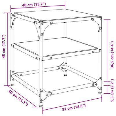 vidaXL Coffee Tables with Black Glass Top 2 pcs 40x40x45 cm Steel