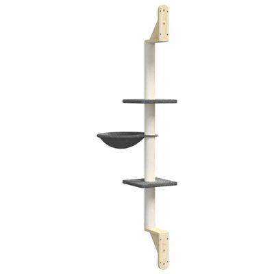 vidaXL Wall-mounted Cat Tree with Scratching Post Dark Grey 142.5 cm