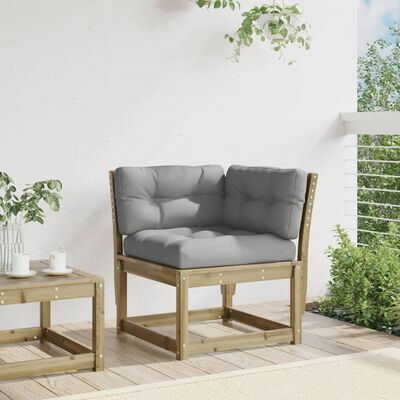 vidaXL Garden Sofa Corner with Cushions 73x73x78 cm Impregnated Wood Pine