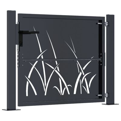 vidaXL Garden Gate Anthracite 105x105 cm Steel Grass Design