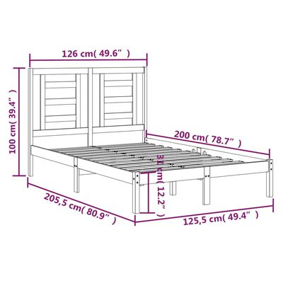 vidaXL Bed Frame without Mattress White 120x200 cm Solid Wood Pine