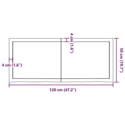 vidaXL Table Top 120x50x(2-6) cm Untreated Solid Wood Oak