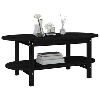 vidaXL Coffee Table Black 80x45x45 cm Solid Wood Pine