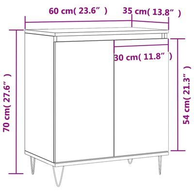 vidaXL Sideboard Grey Sonoma 60x35x70 cm Engineered Wood