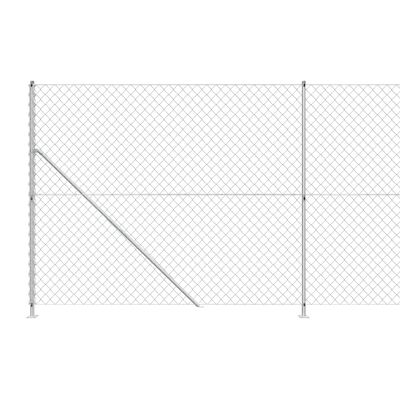 vidaXL Chain Link Fence with Flange Silver 1.6x10 m