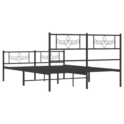 vidaXL Metal Bed Frame without Mattress with Footboard Black 140x190 cm